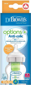 Dr. Brown&#39;s Options+ Anti Colic Single Bottle - Vacuum Free Vent System - 150ml